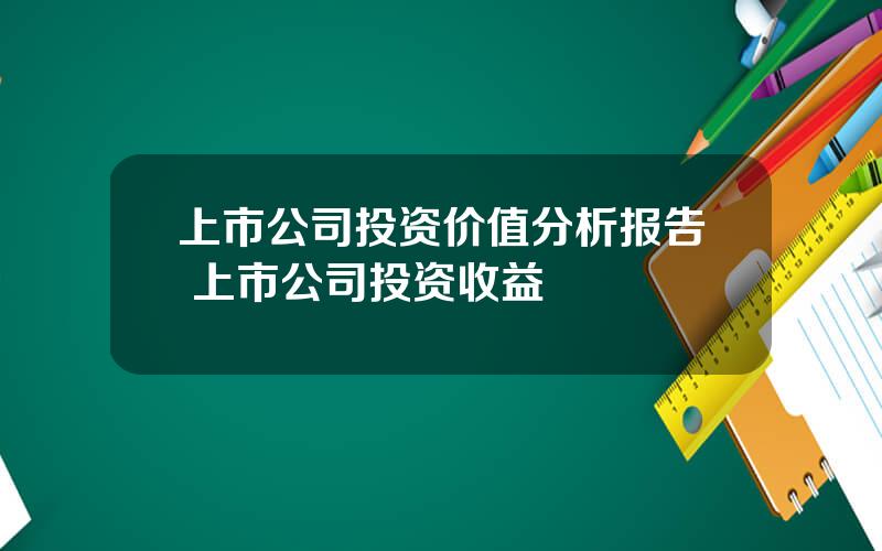 上市公司投资价值分析报告 上市公司投资收益